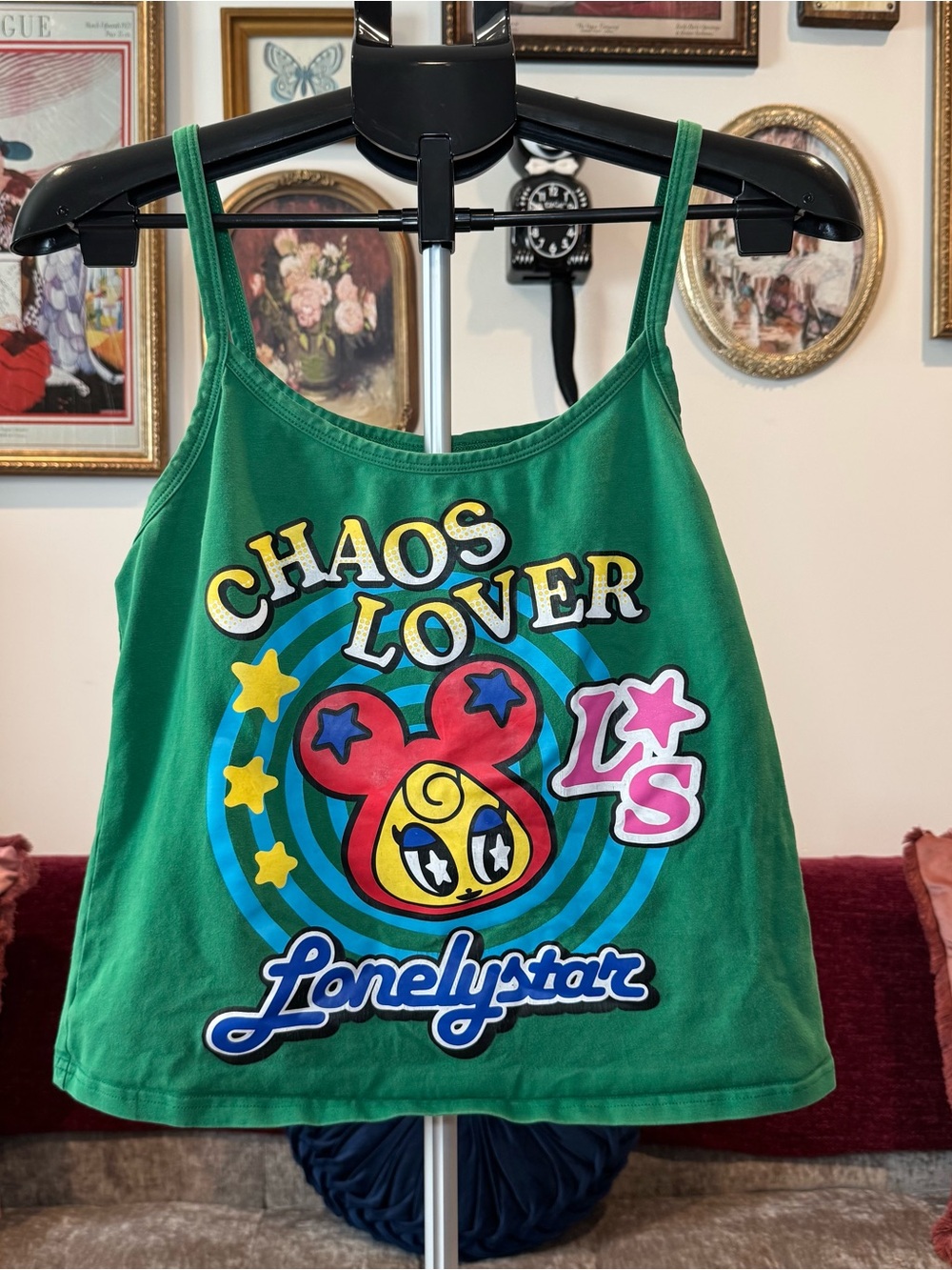 Green 'Chaos Lover' Graphic Tank Top by Lonelystar